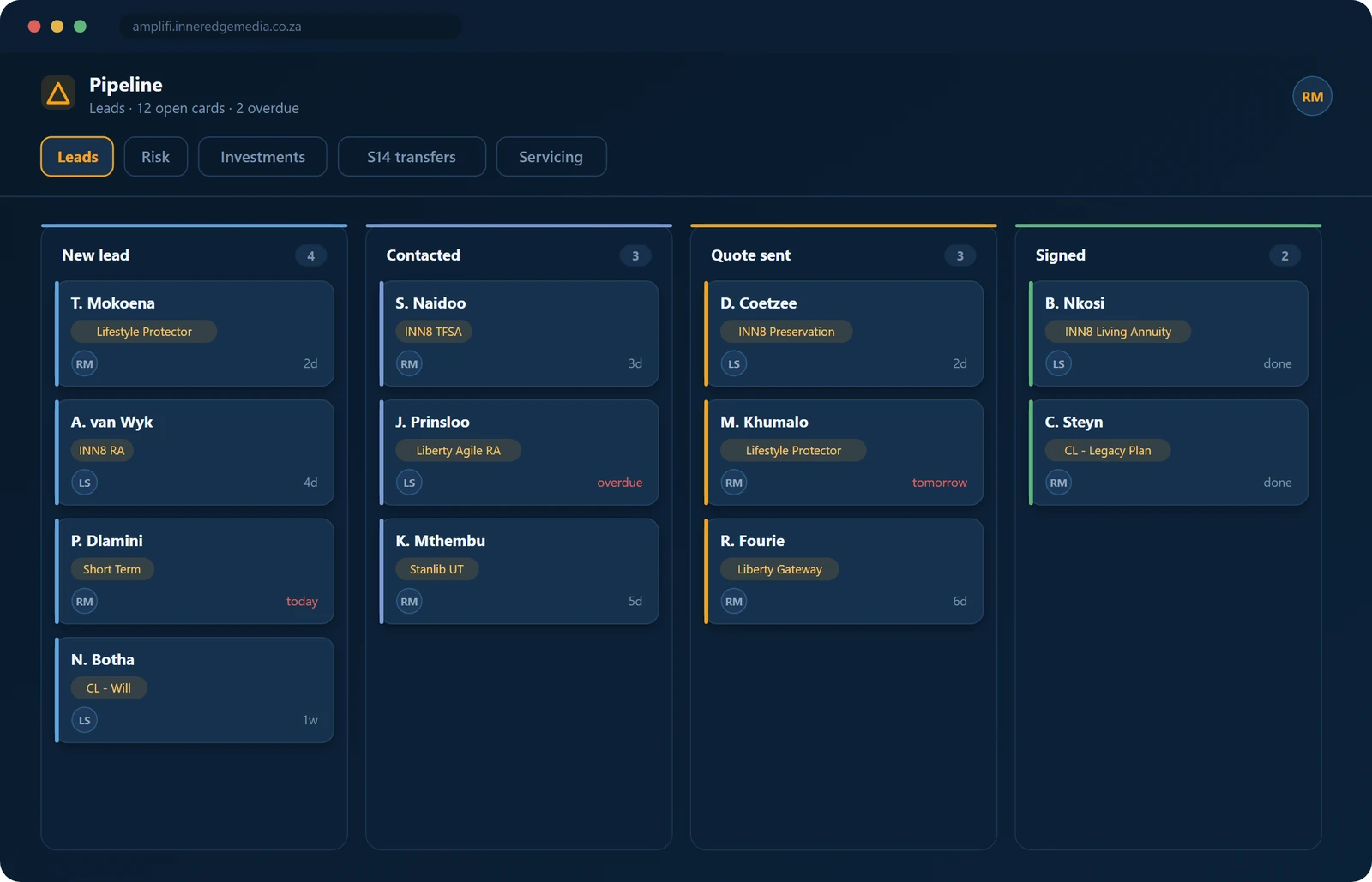 Amplifi Pipeline — illustrative interface